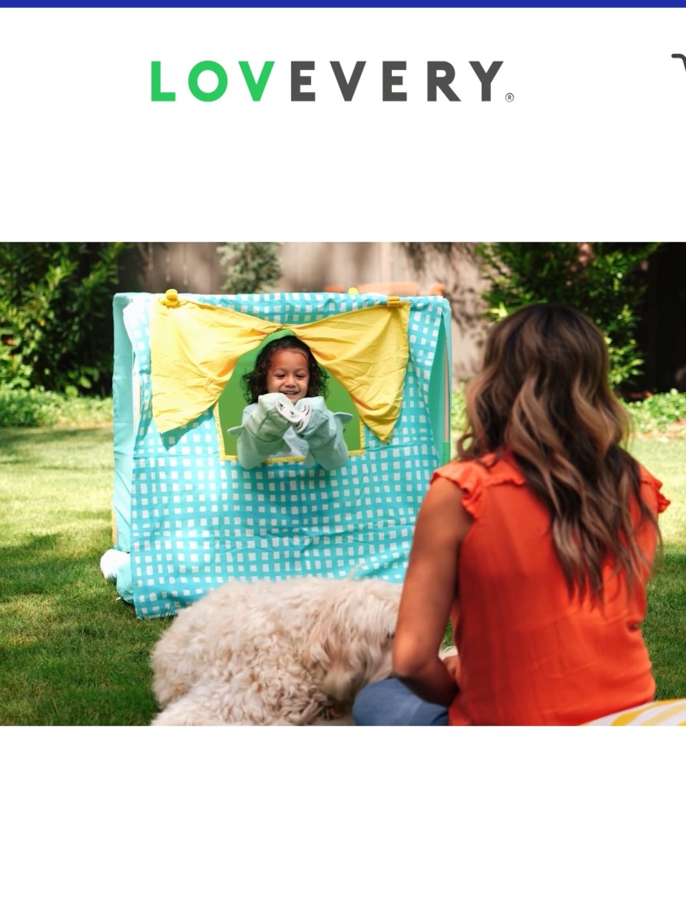 Lovevery fort and puppet theater with 2 puppets from Storyteller Play Kit age 3